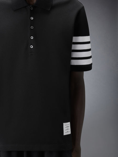 PIQUE 4-BAR POLO BLACK/WHITE