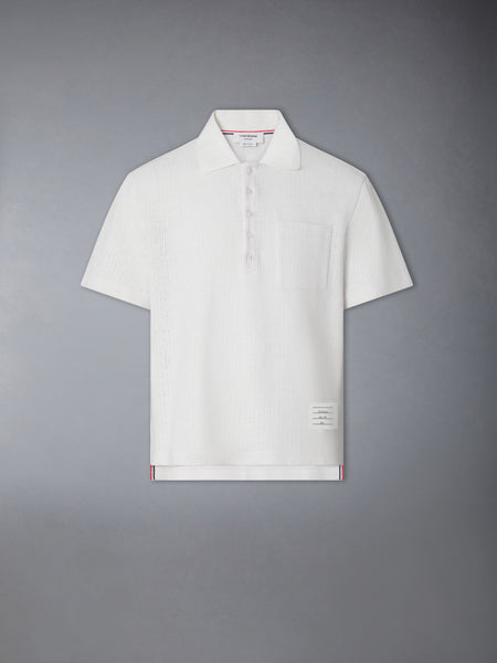TEXTURED COTTON LINEN POLO WHITE