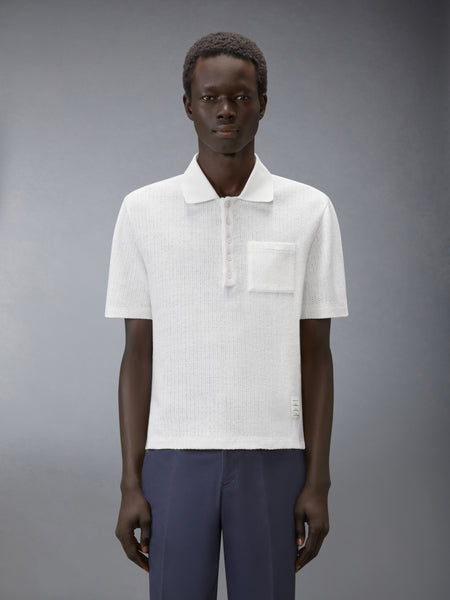TEXTURED COTTON LINEN POLO WHITE
