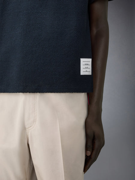 TEXTURED COTTON LINEN POLO ネイビー