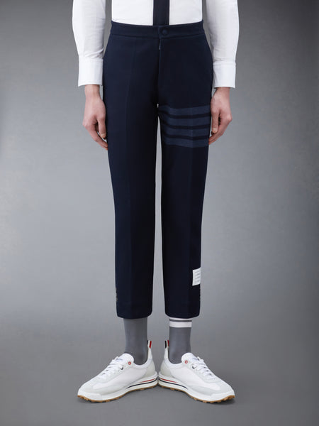DOUBLE FACE TECH TWILL SLIM TROUSERS NAVY