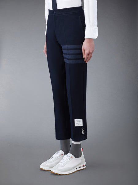 DOUBLE FACE TECH TWILL SLIM TROUSERS NAVY