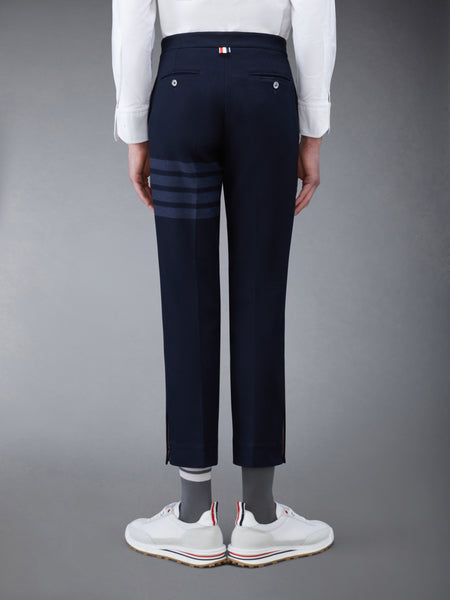 DOUBLE FACE TECH TWILL SLIM TROUSERS NAVY