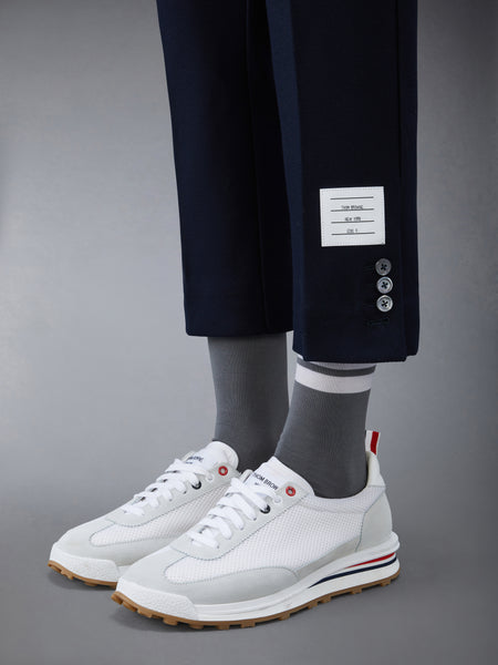 DOUBLE FACE TECH TWILL SLIM TROUSERS NAVY
