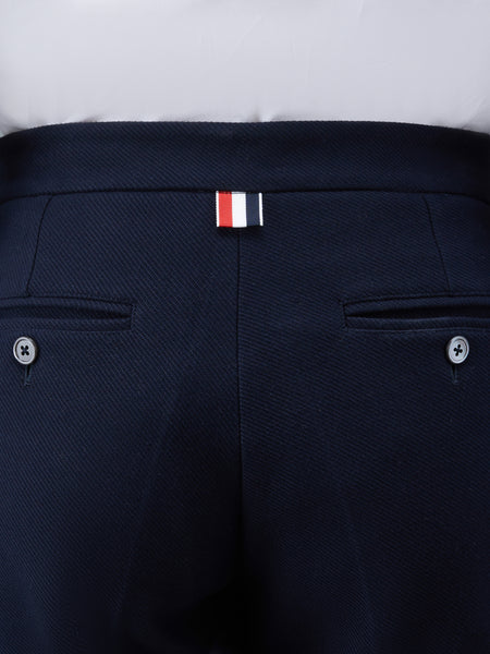 DOUBLE FACE TECH TWILL SLIM TROUSERS NAVY