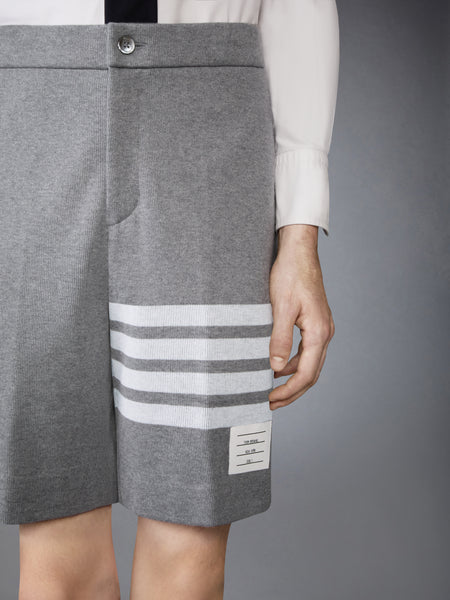 DOUBLE FACE KNIT 4-BAR BERMUDA SHORTS MED GREY