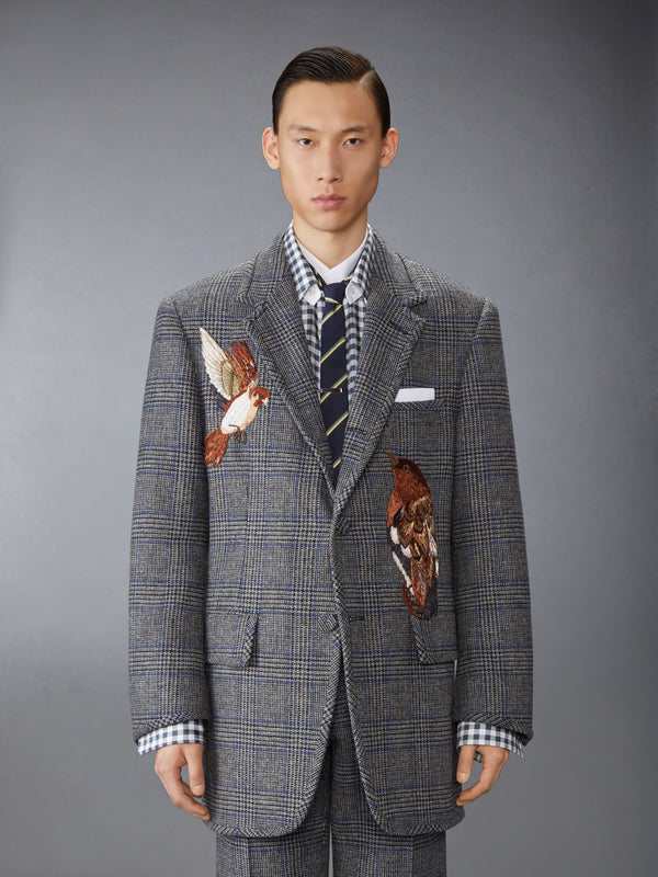 PRINCE OF WALES HUNTING TWEED BIRD APPLIQUE OVERSIZED JACKET - image 1