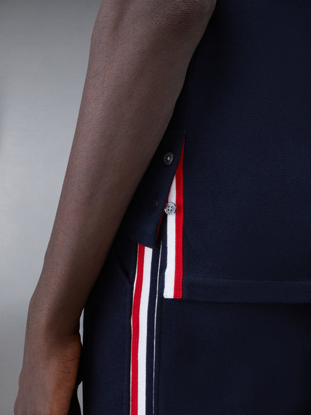 PIQUE RWB STRIPE RELAXED TEE NAVY