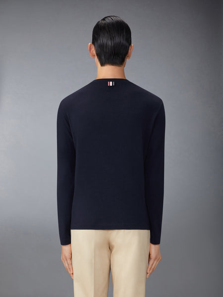Wool Jersey 4-Bar Long Sleeve Tee NAVY