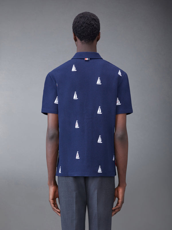 Textured Check Sailboat Short Sleeve Shirt - image 2