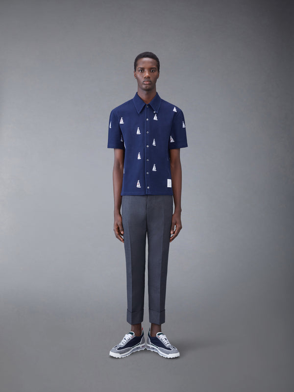 Textured Check Sailboat Short Sleeve Shirt - image 3