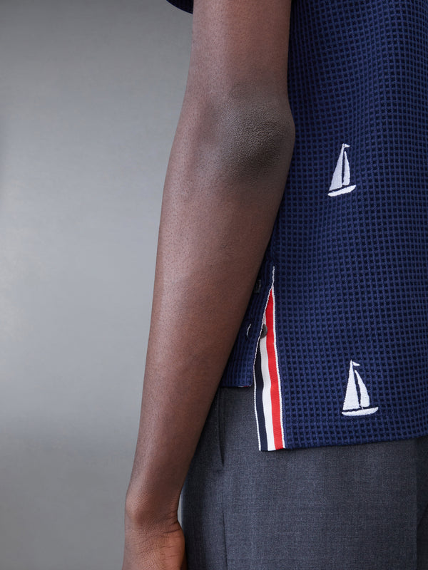 Textured Check Sailboat Short Sleeve Shirt - image 6