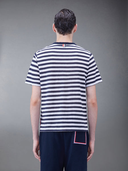 LINEN JERSEY SHORT SLEEVE STRIPED POCKET TEE NAVY