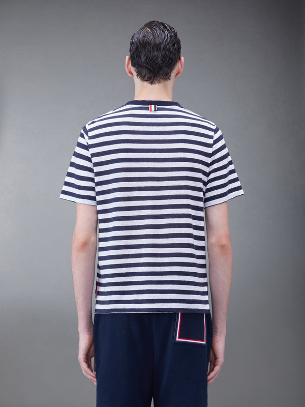 LINEN JERSEY SHORT SLEEVE STRIPED POCKET TEE - image 2
