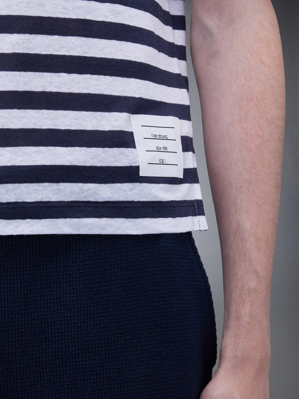 LINEN JERSEY SHORT SLEEVE STRIPED POCKET TEE - image 4