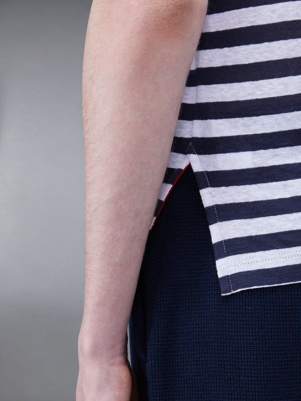 LINEN JERSEY SHORT SLEEVE STRIPED POCKET TEE - image 5
