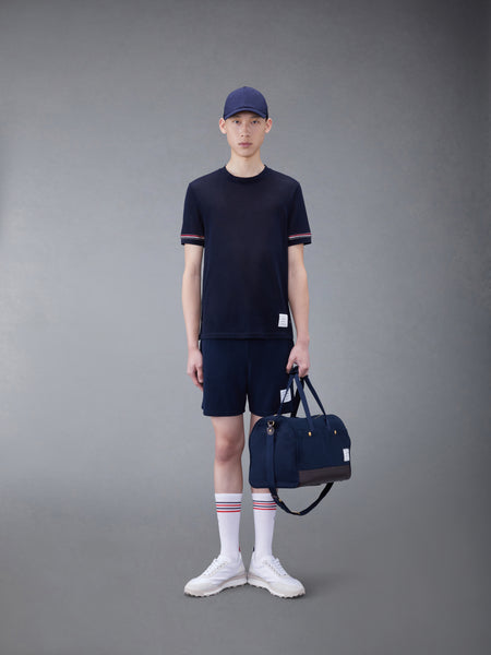 LIGHTWEIGHT COTTON SHORT SLEEVE STRIPED TEE NAVY