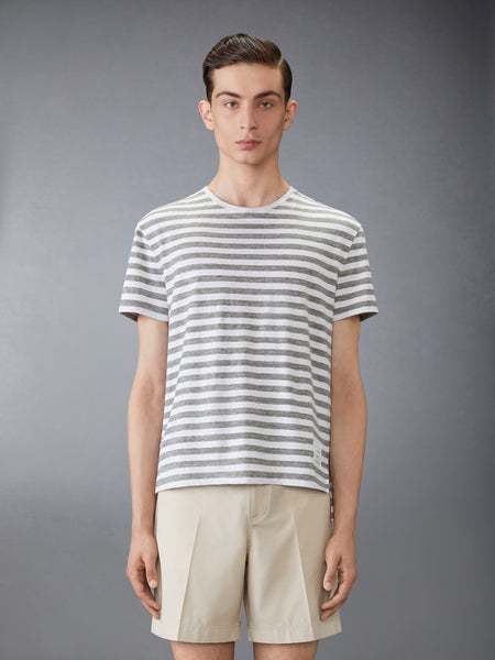 LINEN JERSEY RINGER TEE LT GREY