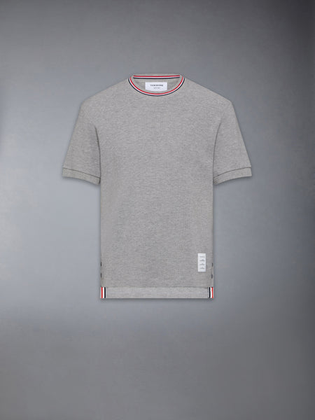 COTTON WAFFLE RIB CUFF TEE LT GREY