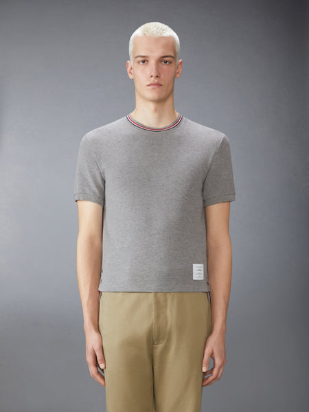 COTTON WAFFLE RIB CUFF TEE LT GREY