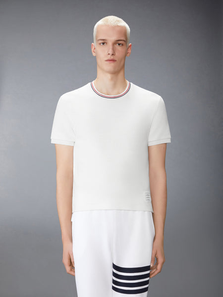 COTTON WAFFLE RIB CUFF TEE NATURAL WHITE