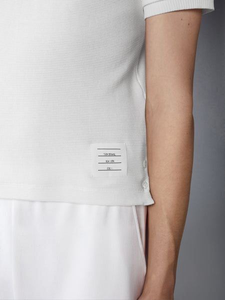 COTTON WAFFLE RIB CUFF TEE NATURAL WHITE