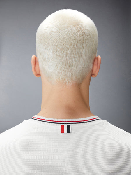 COTTON WAFFLE RIB CUFF TEE NATURAL WHITE