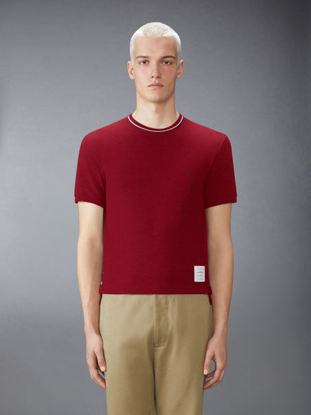 COTTON WAFFLE RIB CUFF TEE BURGUNDY