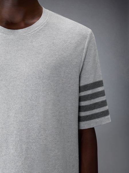 TEXTURED PIQUE 4-BAR TEE PALE GREY