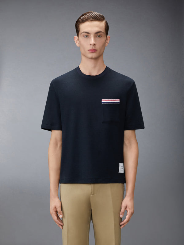 TEXTURED COTTON LINEN RWB EMBROIDERY TEE - image 1