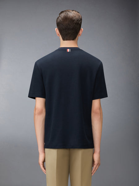 TEXTURED COTTON LINEN RWB EMBROIDERY TEE NAVY