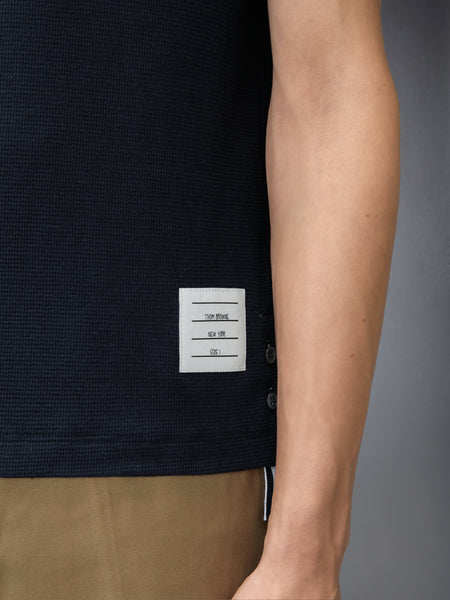 TEXTURED COTTON LINEN RWB EMBROIDERY TEE NAVY