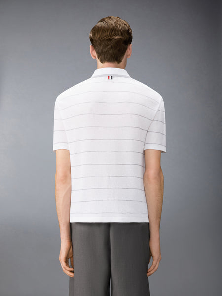 STRIPE WAFFLE SHORT SLEEVE SHIRT WHITE/LT GREY