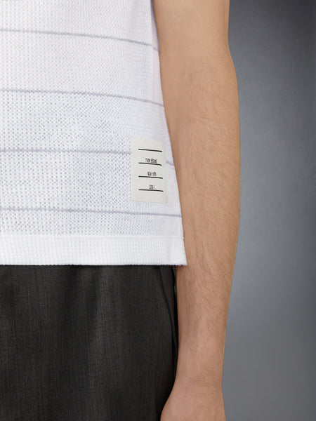 STRIPE WAFFLE SHORT SLEEVE SHIRT WHITE/LT GREY