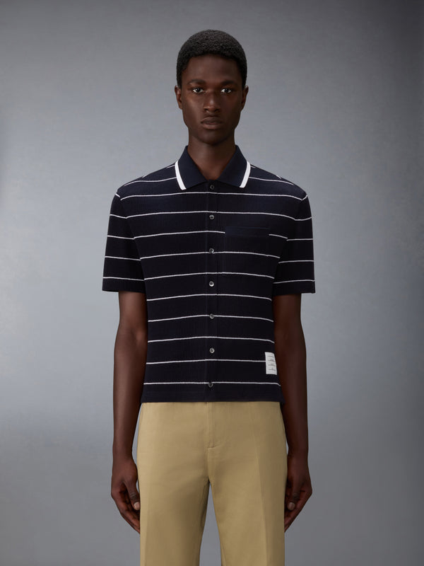 STRIPE WAFFLE SHORT SLEEVE SHIRT - image 1