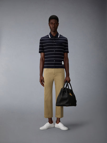 STRIPE WAFFLE SHORT SLEEVE SHIRT NAVY/WHITE