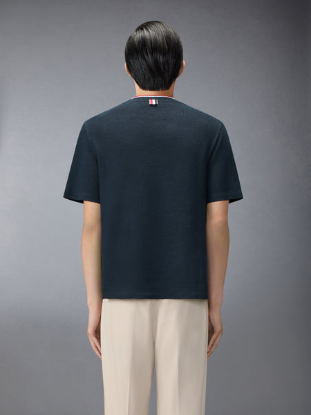 TEXTURED COTTON LINEN TEE NAVY