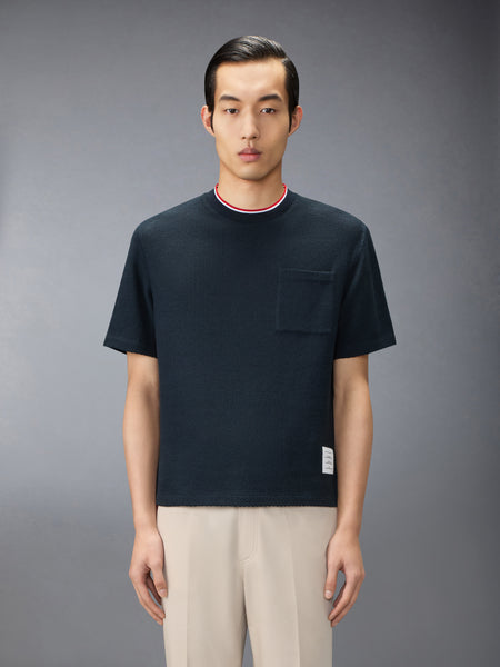 TEXTURED COTTON LINEN TEE ネイビー