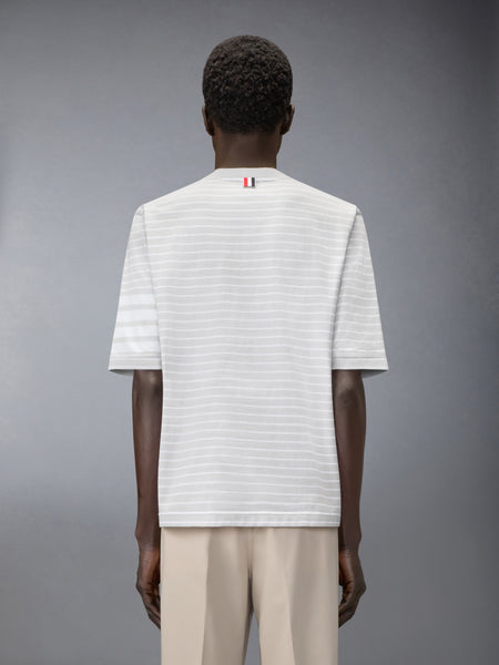 JERSEY 4-BAR KNIT POCKET TEE PALE GREY/WHITE
