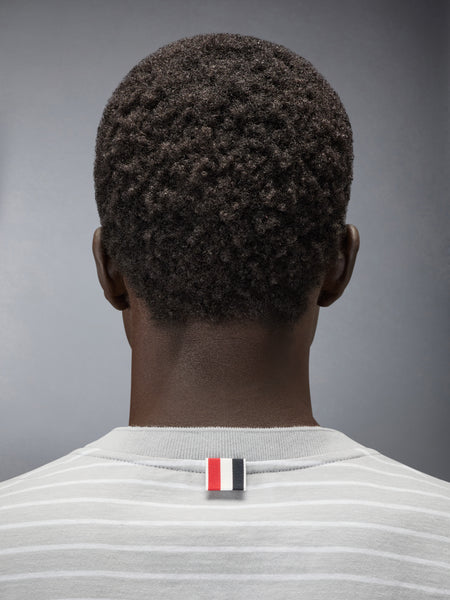 JERSEY 4-BAR KNIT POCKET TEE PALE GREY/WHITE