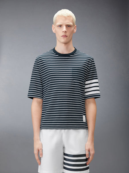 JERSEY 4-BAR KNIT POCKET TEE NAVY/WHITE
