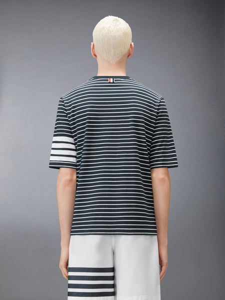 JERSEY 4-BAR KNIT POCKET TEE NAVY/WHITE