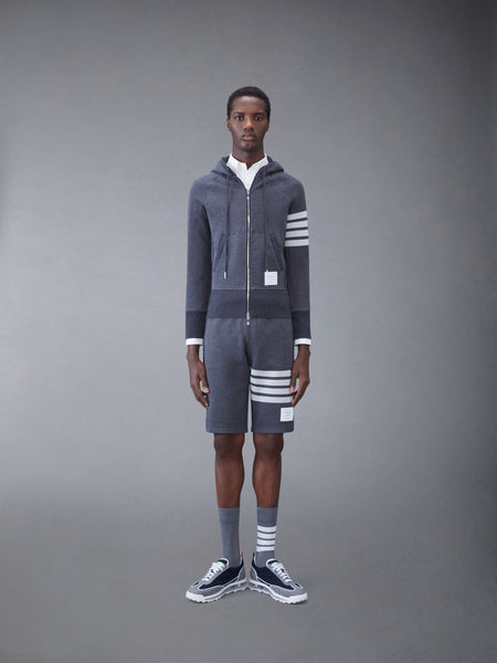 CLASSIC LOOPBACK 4-BAR ZIP UP HOODIE CHARCOAL
