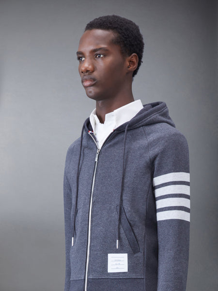 CLASSIC LOOPBACK 4-BAR ZIP UP HOODIE CHARCOAL