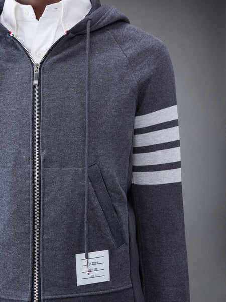 CLASSIC LOOPBACK 4-BAR ZIP UP HOODIE CHARCOAL