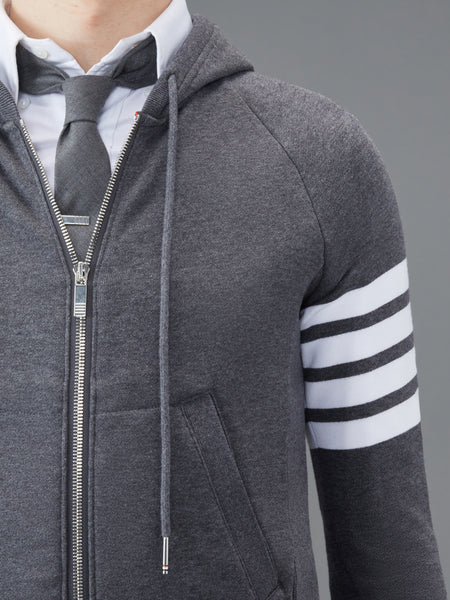 CLASSIC LOOPBACK 4-BAR ZIP UP HOODIE DARK GREY