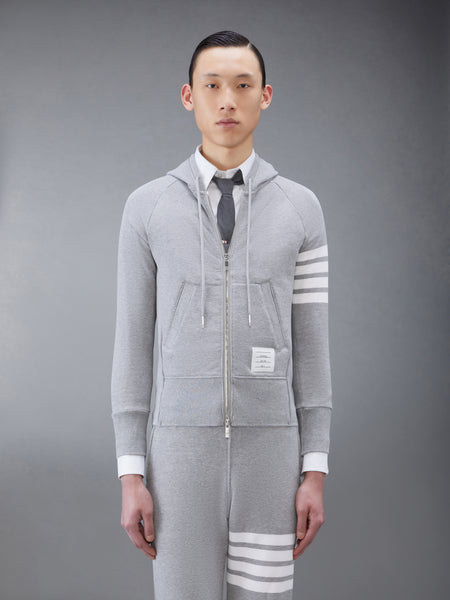 CLASSIC LOOPBACK 4-BAR ZIP UP HOODIE LIGHT GREY