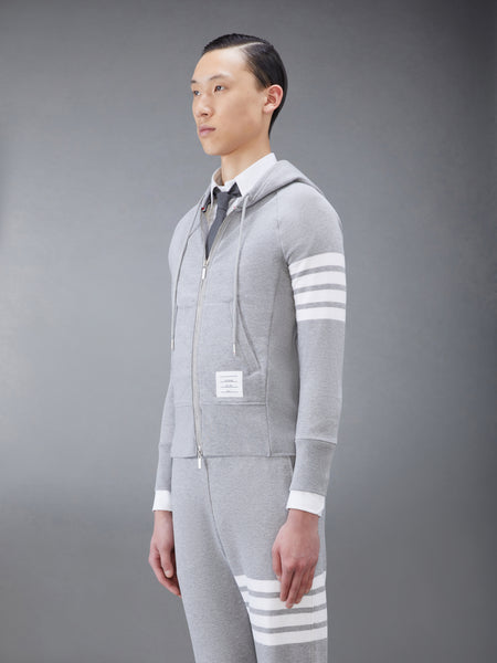 CLASSIC LOOPBACK 4-BAR ZIP UP HOODIE LIGHT GREY