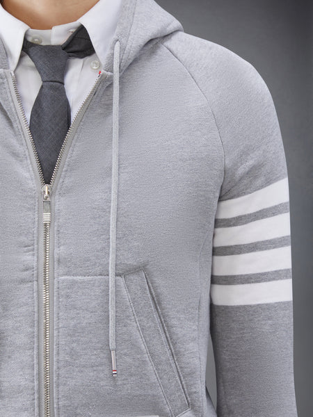 CLASSIC LOOPBACK 4-BAR ZIP UP HOODIE LIGHT GREY