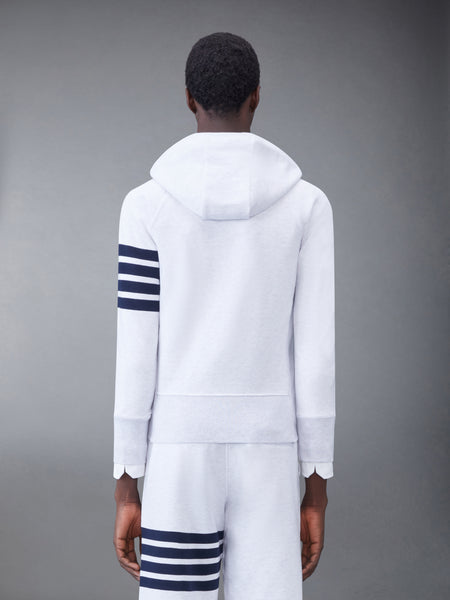 CLASSIC LOOPBACK 4-BAR ZIP UP HOODIE WHITE-GREY